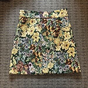 Sandro Yellow and Pink A-Line Mini Skirt Cocktail